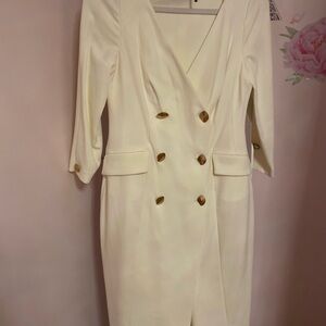 Elegant Cream Double-Breasted Dress